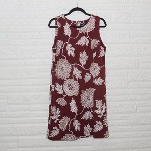 Autumn Leaves Burgundy Brown Sleeveless Dress